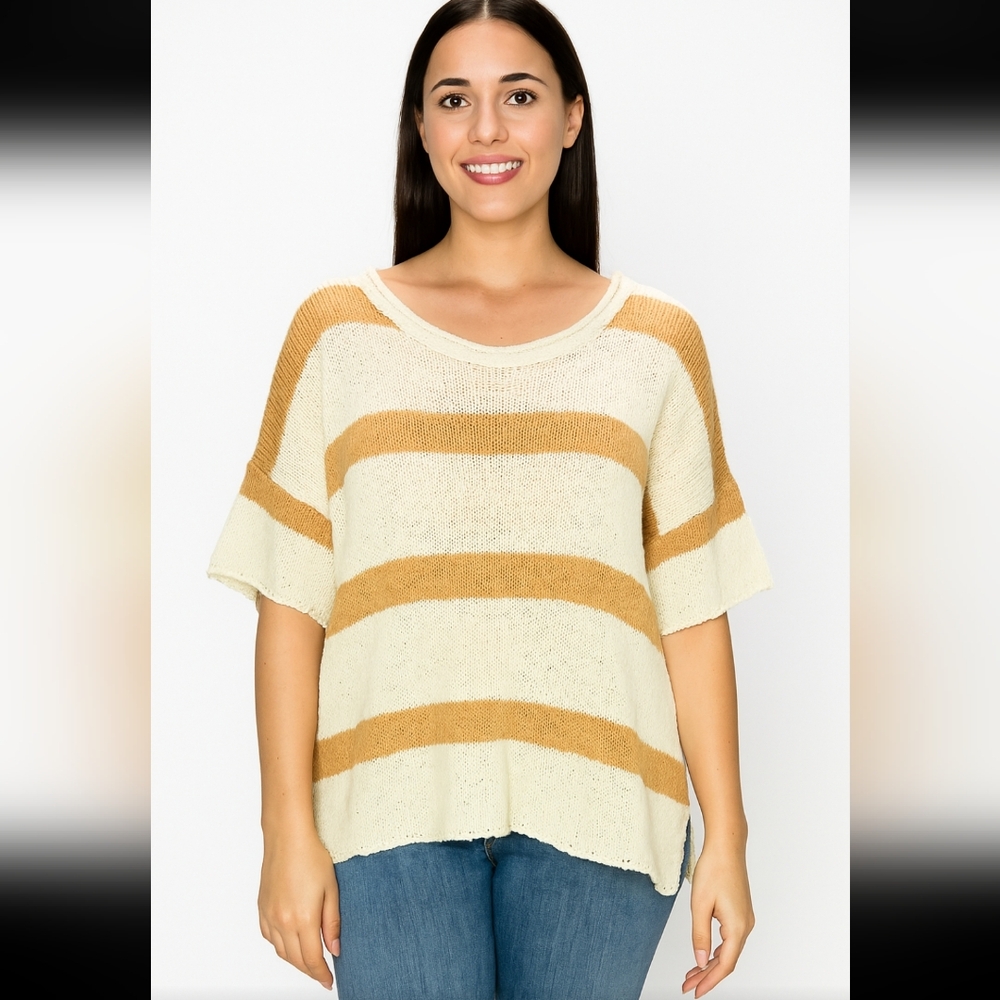 Wishlist Striped Cream and Tan Women's Knit.